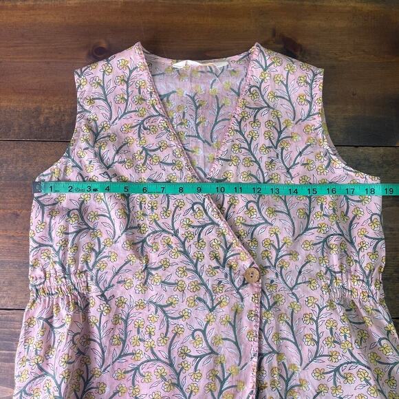 Anuvas India Light Pink Floral Block Print Cotton Sleeveless Top Women's Small - Picture 11 of 12
